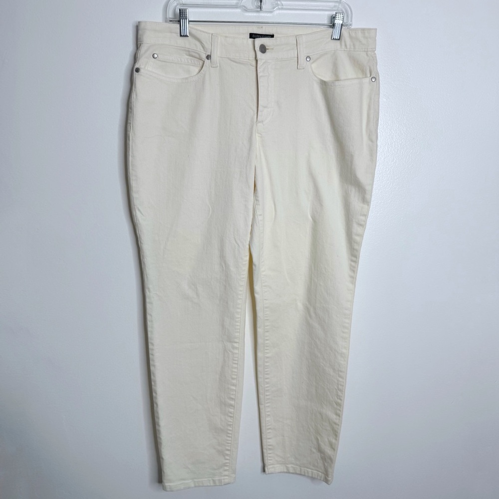 Eileen‎ Fisher Slim Ankle Jeans In Ecru Size 14 Casual Minimalist Timeless